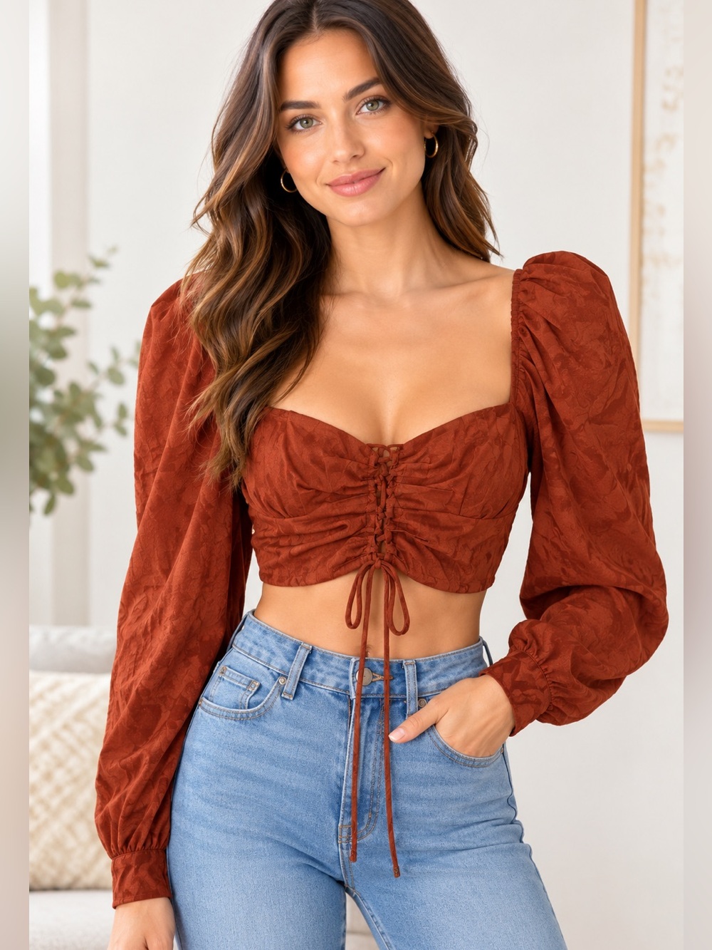 MABLE Satin Crop Top Size Medium Like New